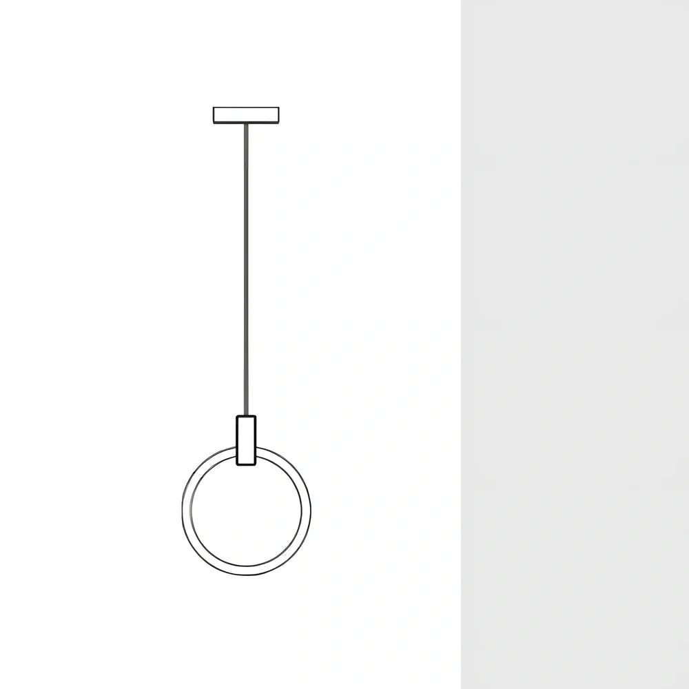 White wooden ring LED lamp with adjustable height mechanism and fishing line chandelier design