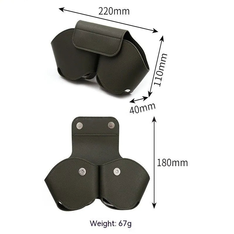 Black PU leather protective case for Apple AirPods Max headphones on a table.