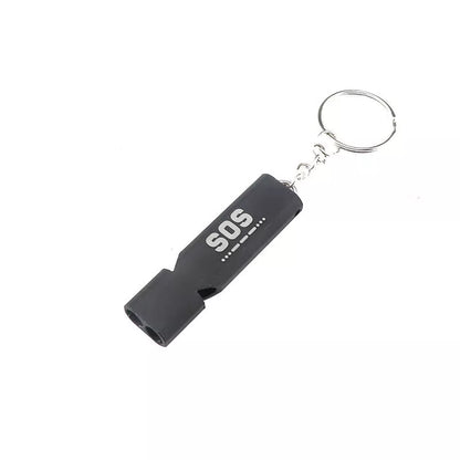 Outdoor survival whistle with keychain in gold and silver options