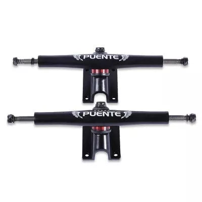 Puente skateboard bracket in black and white, alloy construction for durability