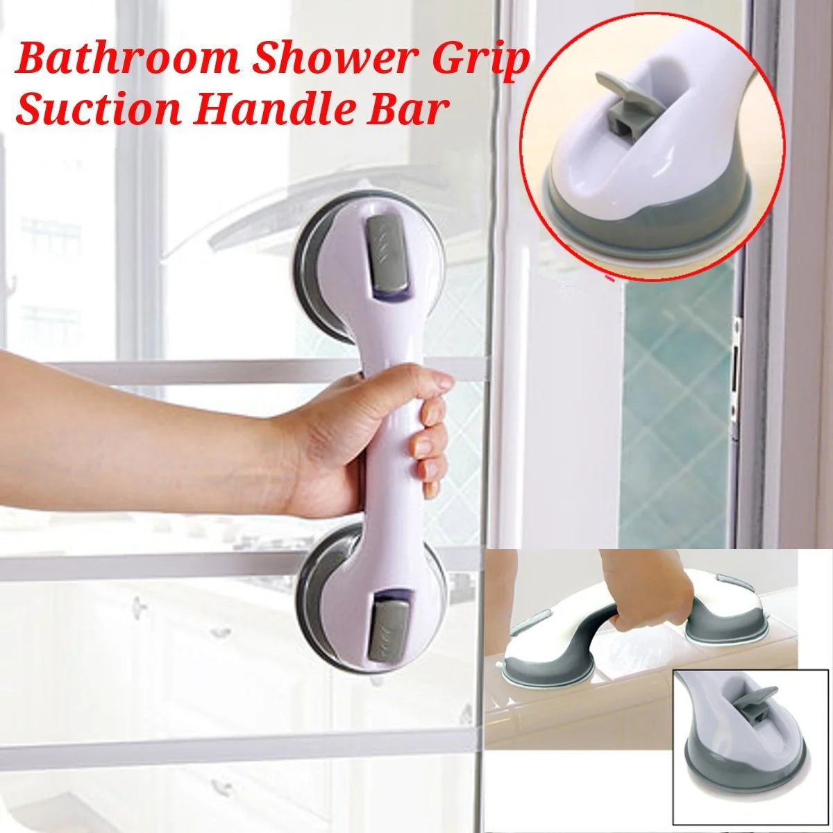ABS Plastic Suction Cup Bathroom Handrail in various colors for enhanced safety