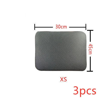 Versatile cat litter mat in different sizes and colors, featuring a dual-layer design to trap litter and protect floors