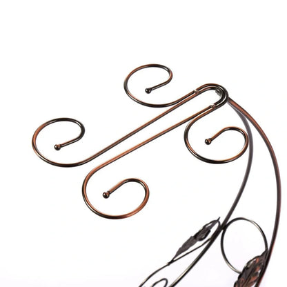 Copper wine rack with hanging glass holder in gold and bronze finishes