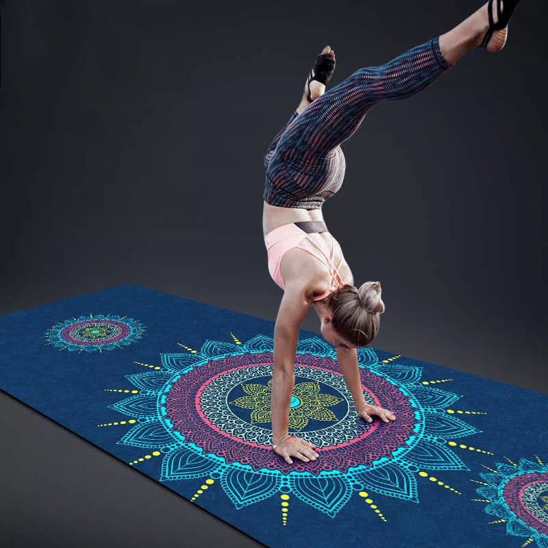 Beginner yoga mat with geometric pattern, non-slip TPE and suede surface, 6mm thickness