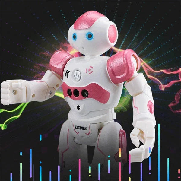 A remote-controlled robot toy with music and dance features, designed for children's entertainment and engagement.