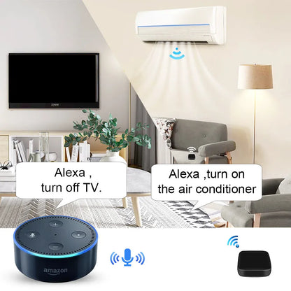 Black voice control universal infrared remote control for TV, AC, fan and home entertainment devices