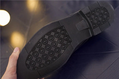Men's black business dress shoes with premium PU upper and durable sole