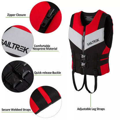 Professional life jacket with thickened buoyancy in red, orange, or green
