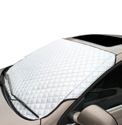 Car snow block aluminized film front windshield cover with external anti-theft design in size 100x147C or 143X93.