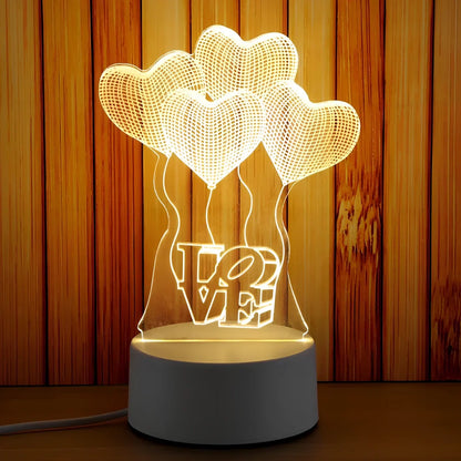 Creative USB bedside night light with acrylic castle scene, 20x17.5cm size, touch control for three light modes