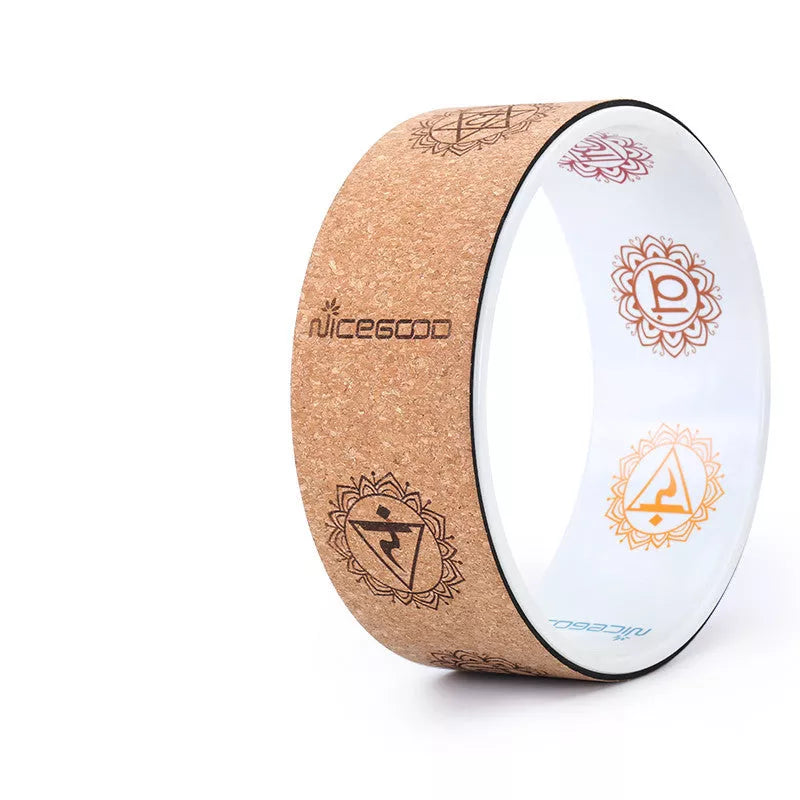 Eco-friendly Cork Yoga Wheel for yoga practice, 32cm diameter, natural cork and rubber construction