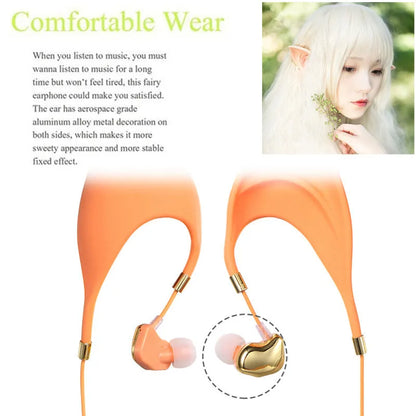 Cartoon elf ear headphones with microphone and 3.5mm cable in multiple colour options