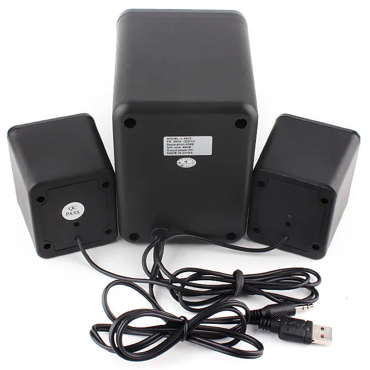 Green 2.1 USB computer speaker with colourful LED lighting effects and dual connectivity ports