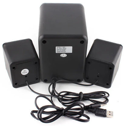 Green 2.1 USB computer speaker with colourful LED lighting effects and dual connectivity ports