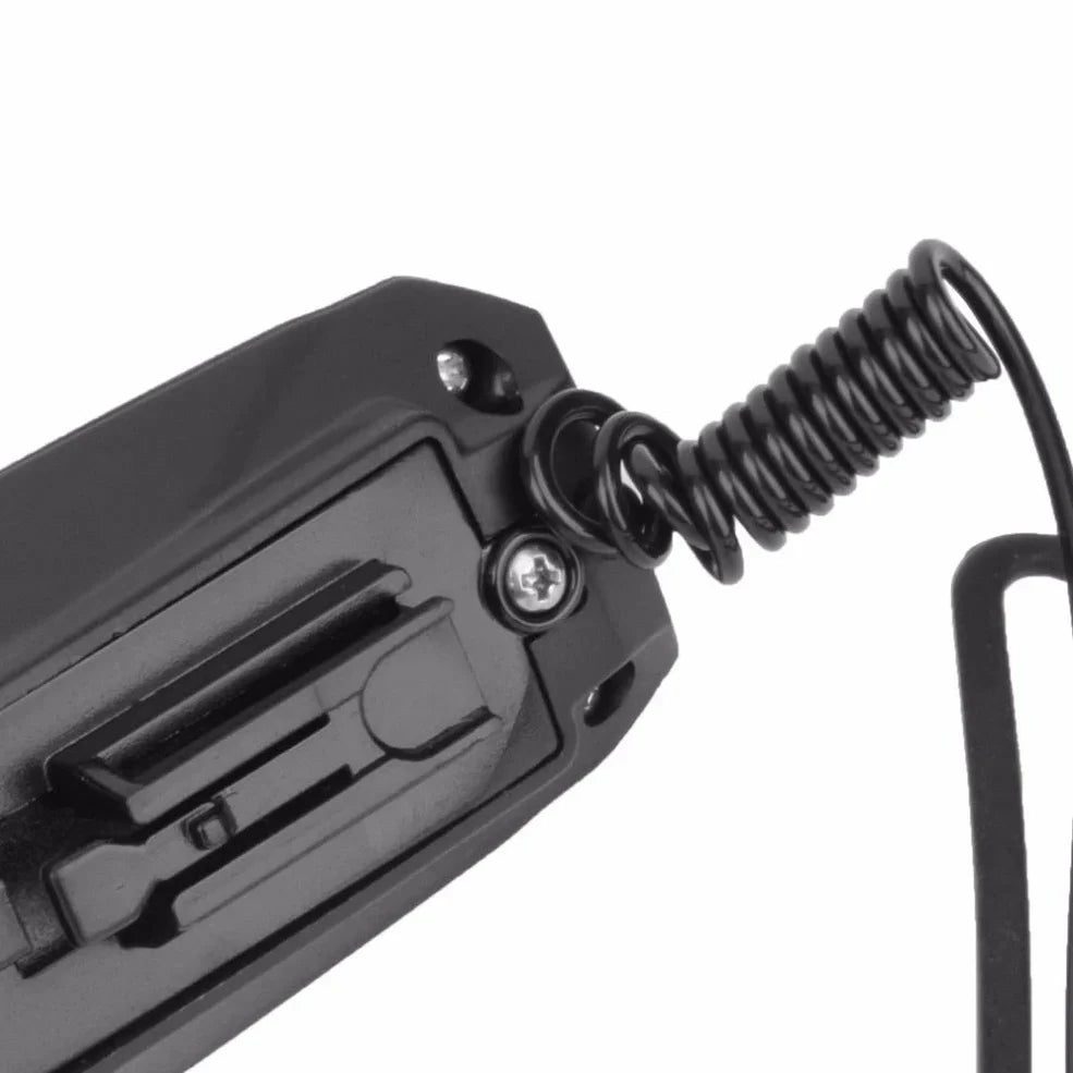 Black bicycle electronic horn measuring 94mm mounted on handlebar