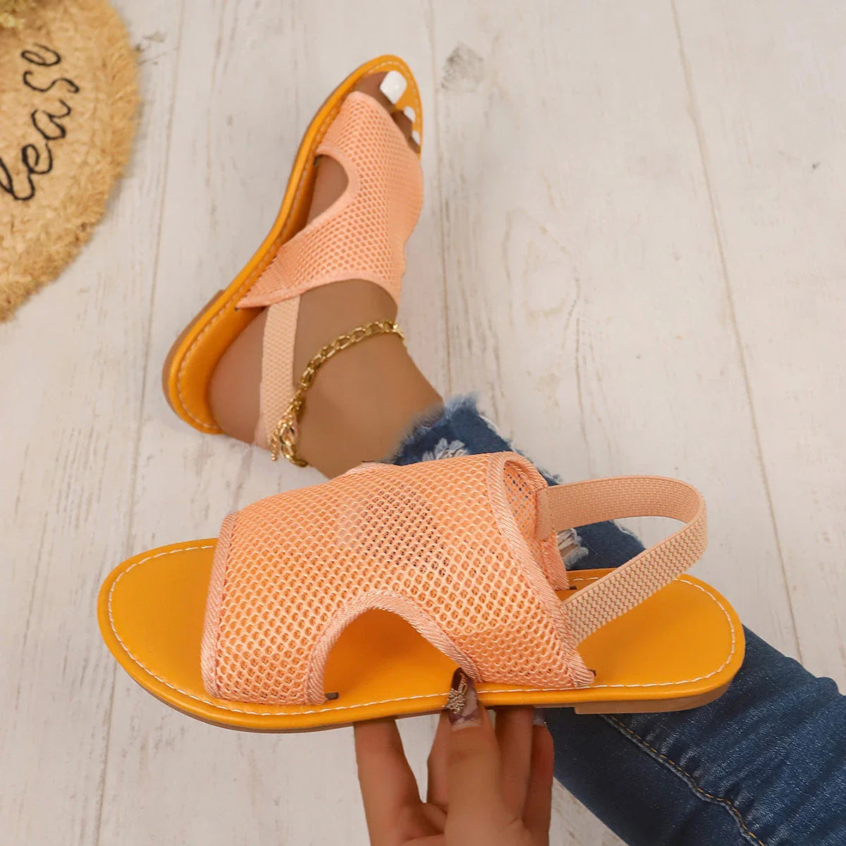 Breathable mesh sandals in various colors and sizes for men and women