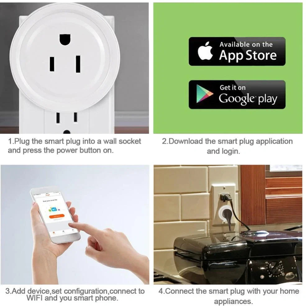 Wi-Fi smart plug with 4 power sockets and USB ports for remote control of devices