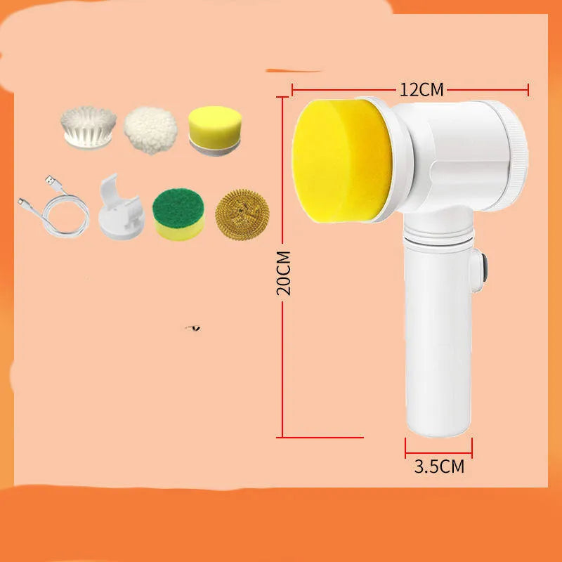 Electric cleaning brush with replaceable brush heads for kitchen surfaces and appliances
