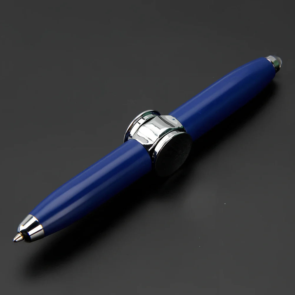 Multifunctional decompression gyro ballpoint pen showing 10.3cm length and spinning mechanism
