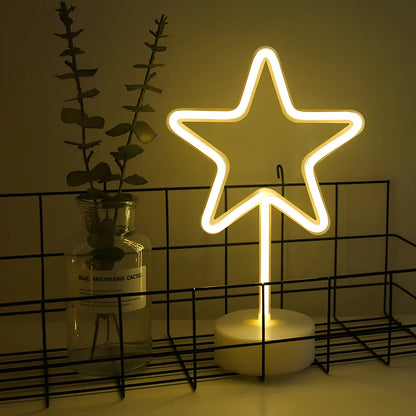 Neon LED wall light with 2000 lumen output and decorative shapes including star and moon designs