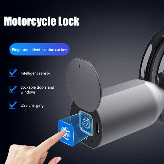 Fingerprint Bluetooth smart bike lock with anti-theft cable for secure bicycle, motorcycle, and outdoor sports storage