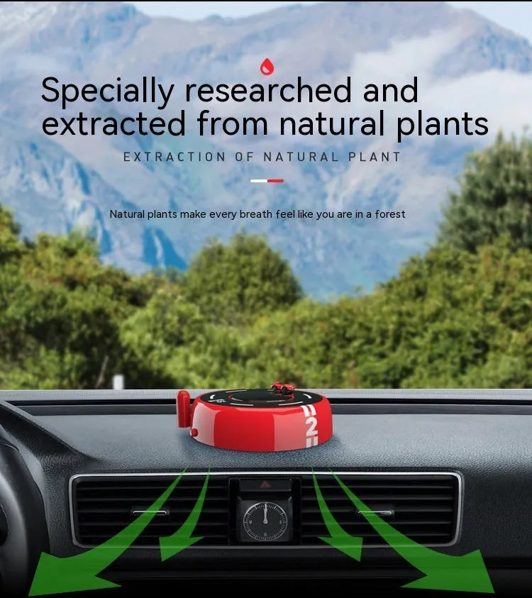 Round car-shaped solar aromatherapy decoration in black colour with USB charging cable