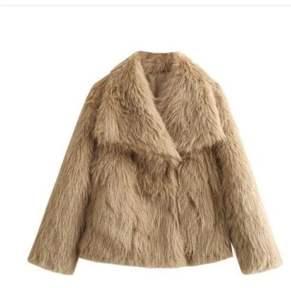 A warm and stylish plush coat for women, available in a variety of colors and sizes.