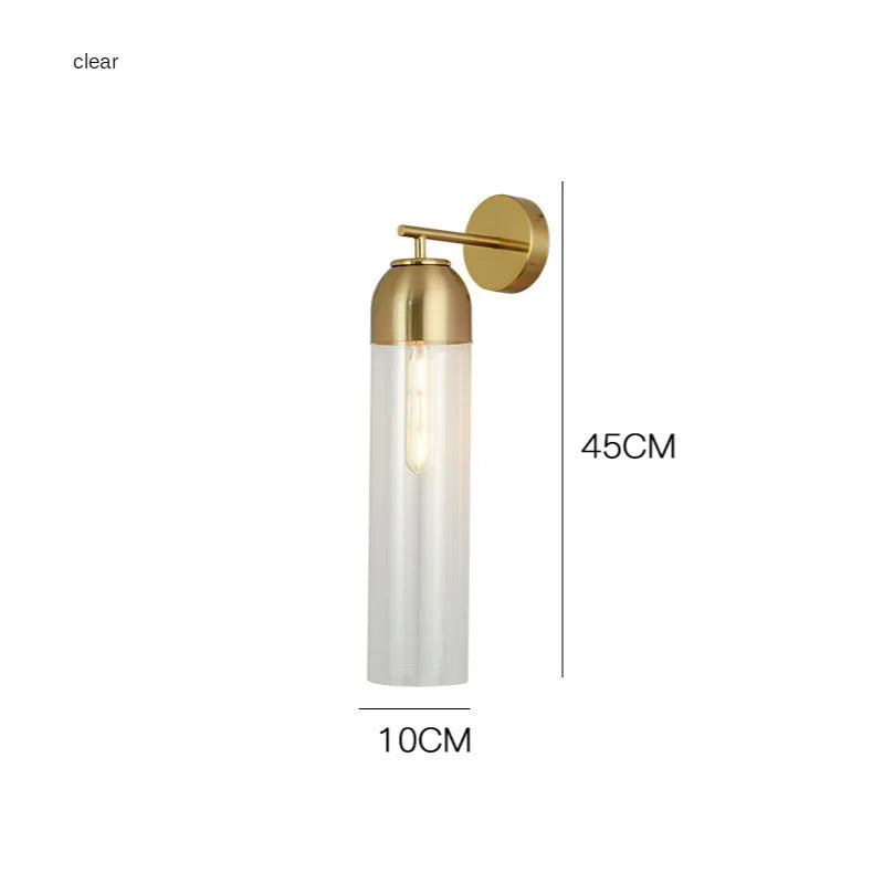 Nordic postmodern glass wall lamp in choice of five colours with 40cm long shade