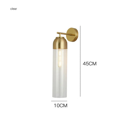 Nordic postmodern glass wall lamp in choice of five colours with 40cm long shade