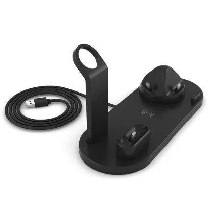 360-degree rotatable wireless charger stand with fast 10W charging for iPhone and Samsung devices