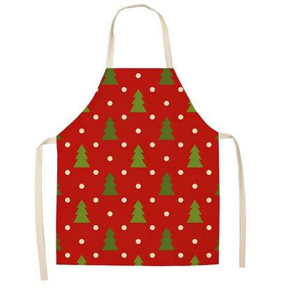 Cotton linen Christmas apron with adjustable straps showing 68x55 cm coverage area