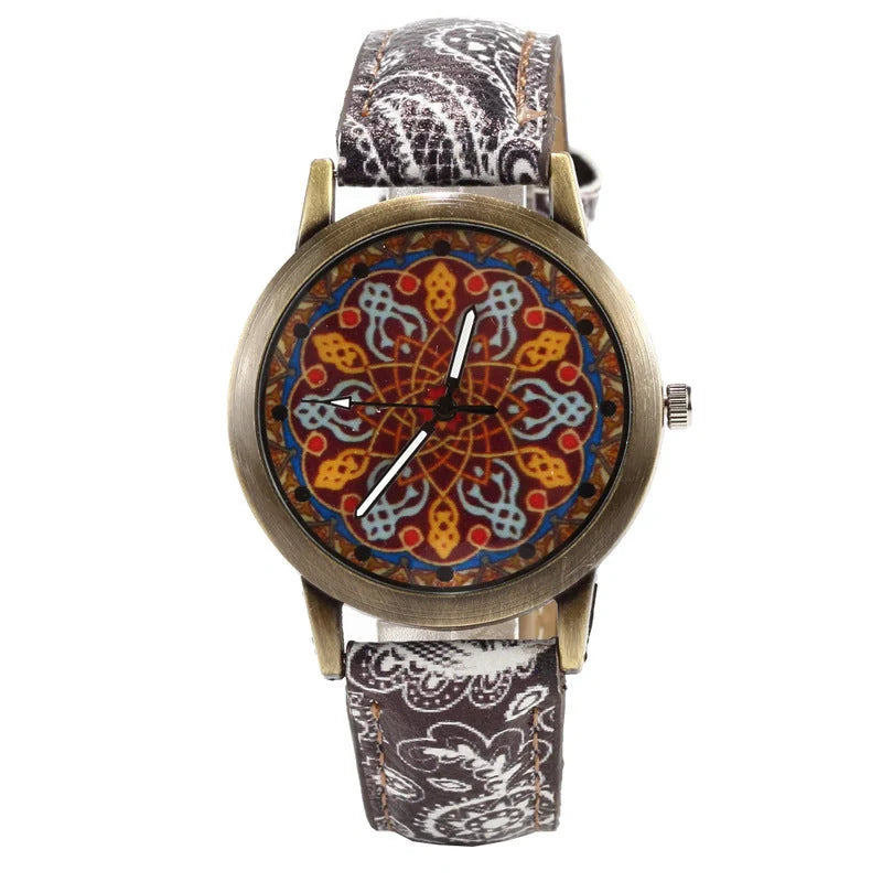 Kaleidoscope Quartz Watch with PU strap and alloy case, 4 cm dial diameter