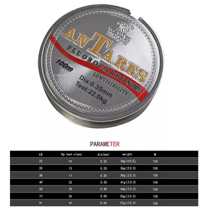 Fluorocarbon coated invisible fishing line on a spool, ideal for stealth angling