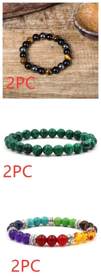 Elegant malachite stone bracelets with unique textures and patterns, perfect for a stylish accessory.