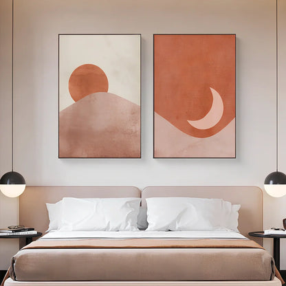 Pink abstract Nordic canvas painting in 30x40cm size with aluminium alloy frame, micro-jet printed for living room display