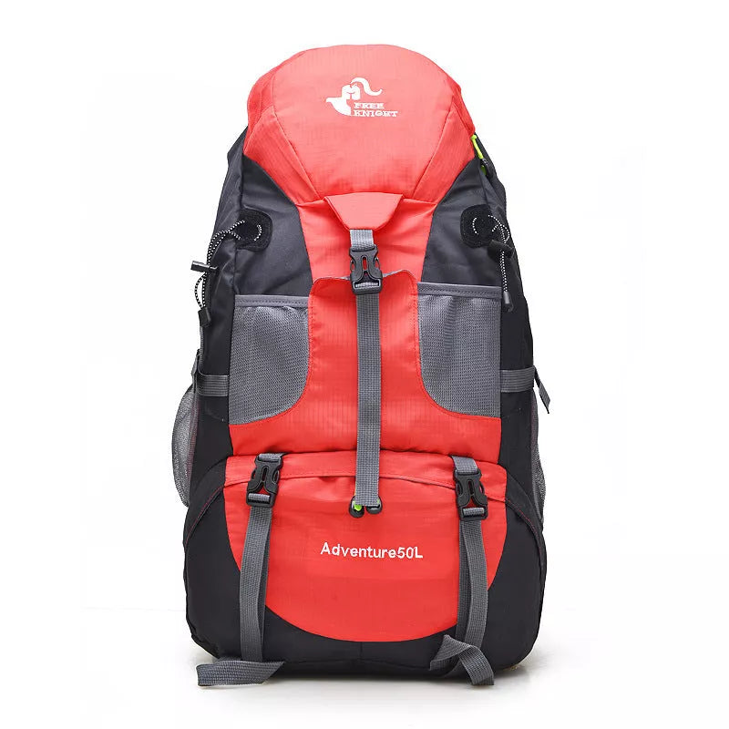 Outdoor foldable backpack in various colors with 50L capacity and waterproof design