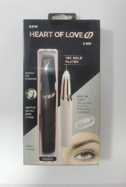 Mini electric eyebrow trimmer with LED light and gold plated head