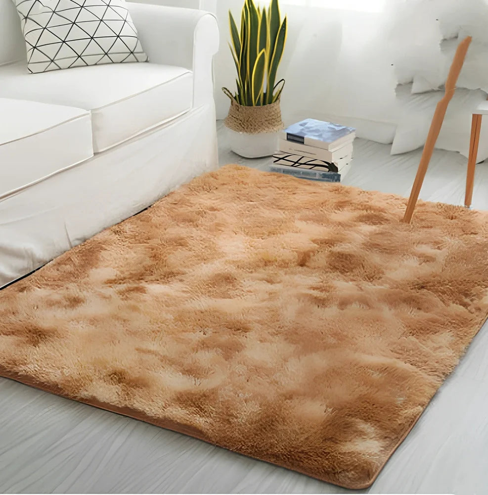 Nordic tie-dye gradient carpet with machine-woven polyester construction in multiple colour options