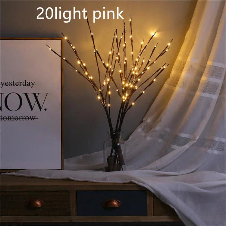 Elegant Twig Lights with 20 LED bulbs, perfect for decorating any space with a warm, enchanting ambiance