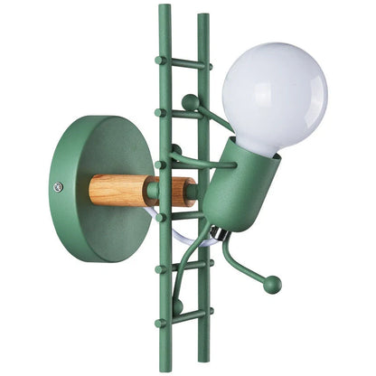 Retro LED Wrought Iron Villain Climbing Stairs Lights in black, green, and white