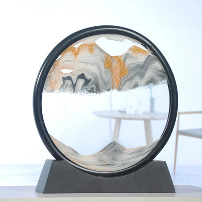 Mesmerizing Quicksand Art: A captivating glass craft featuring the fluid, colorful movements of sand