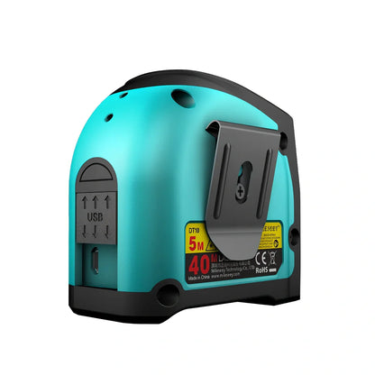 2-in-1 laser tape measure tool with extended tape and magnetic hook for metal surfaces