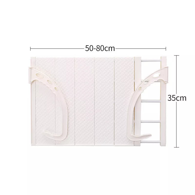 Adjustable hanging window sill drying rack in white and pink, 50x35cm