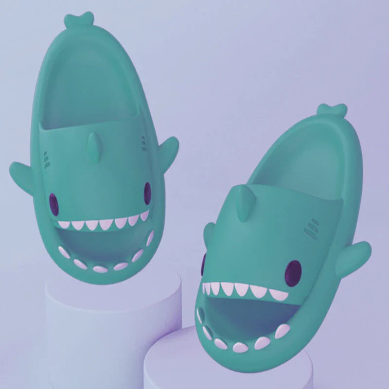 Cozy cartoon shark-themed slippers with anti-slip sole for indoor and outdoor wear