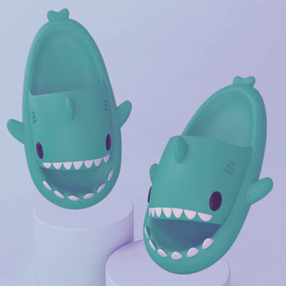 Cozy cartoon shark-themed slippers with anti-slip sole for indoor and outdoor wear