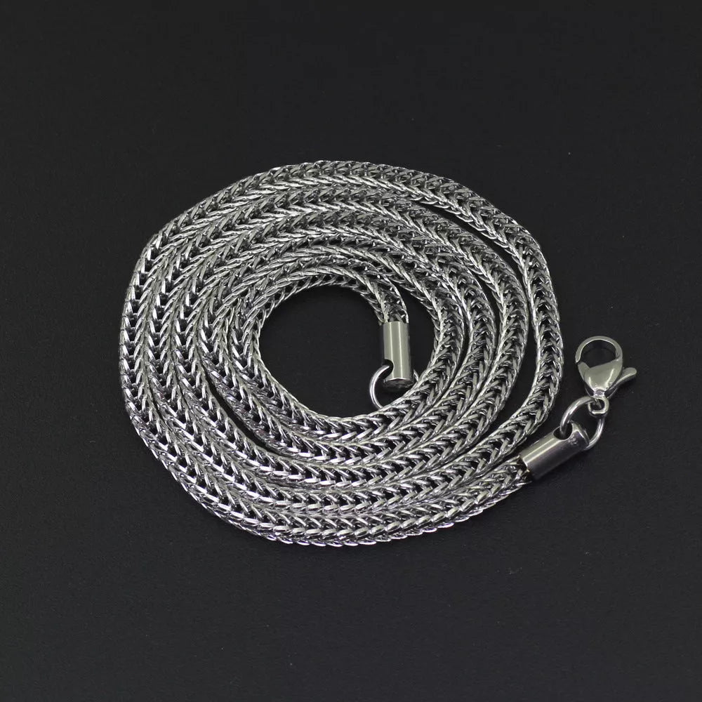 Vacuum electroplated stainless steel chain necklace for men and women, 3mm width, 24 inches length