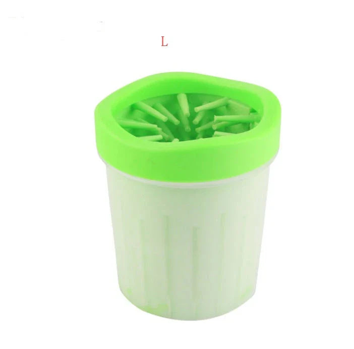 Premium silicone dog paw cleaning cup with soft bristles for gentle, effective paw washing