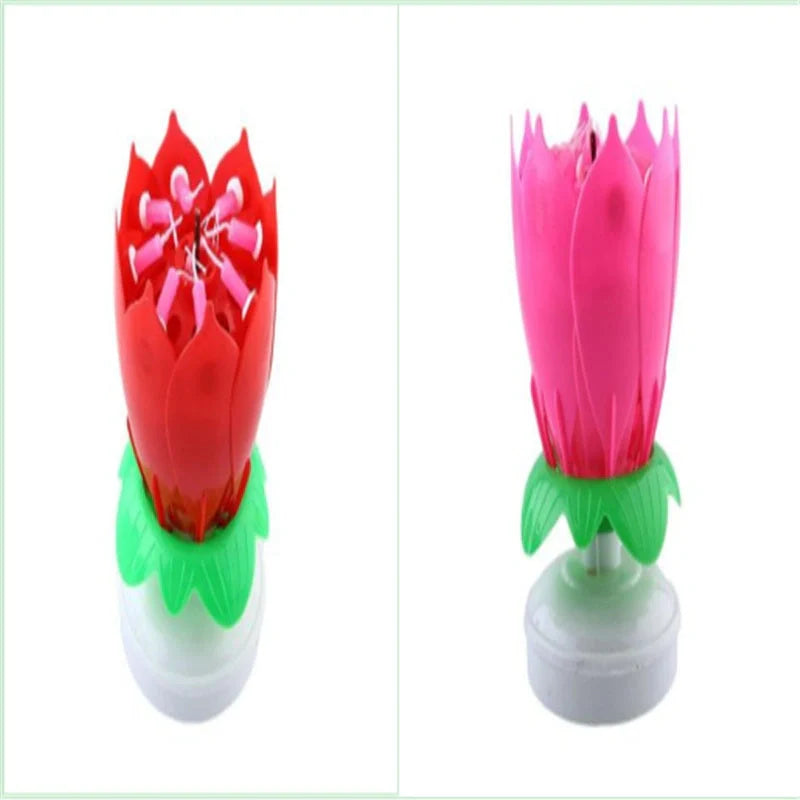 Musical Lotus Candles in various colors with a unique lotus design and music feature