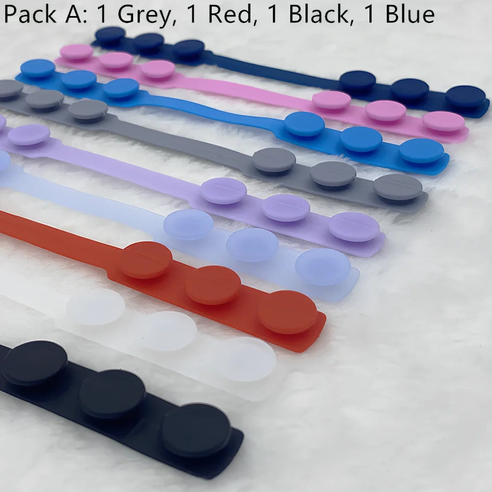 Silicone mask extension strap showing 1.5cm width and colour options including transparent