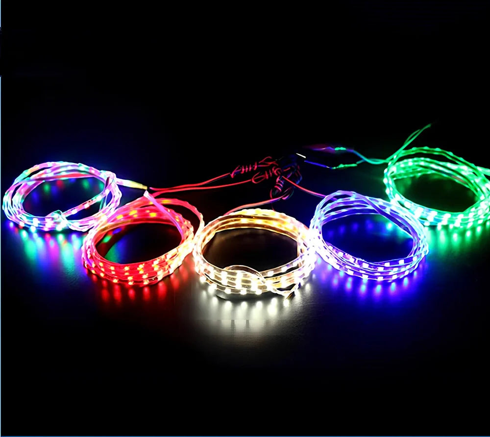 12V LED strip light for car decoration in blue and red colours, 90cm 120cm 150cm lengths